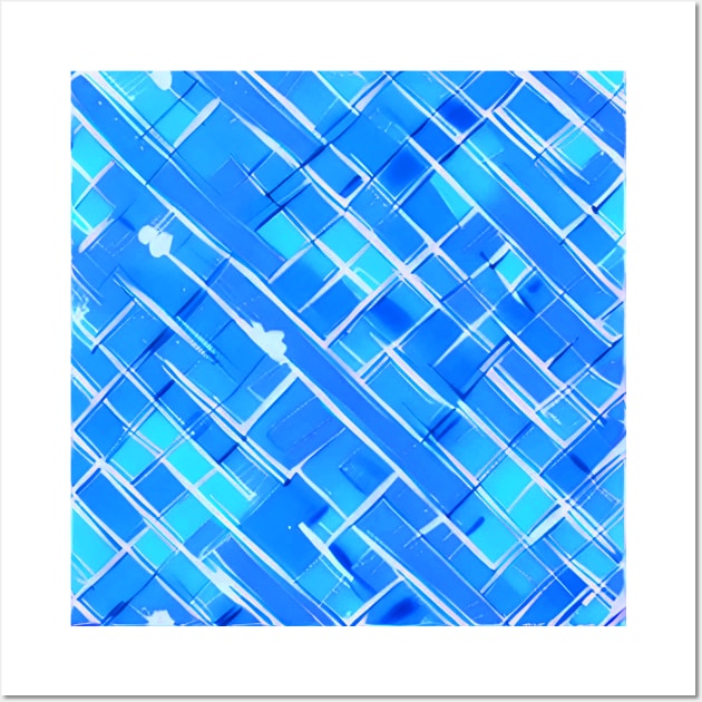 Comic Book Style Blue Brick Wall (MD23Bgs008b) Wall Art by Maikell Designs